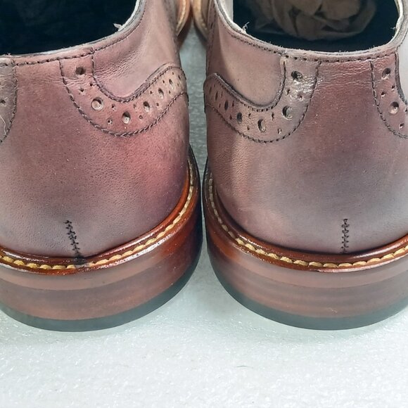 Joseph Abboud Italian Leather Wingtip Brogue Oxfords Mens 10.5 Brown EUC Italy - Picture 14 of 16